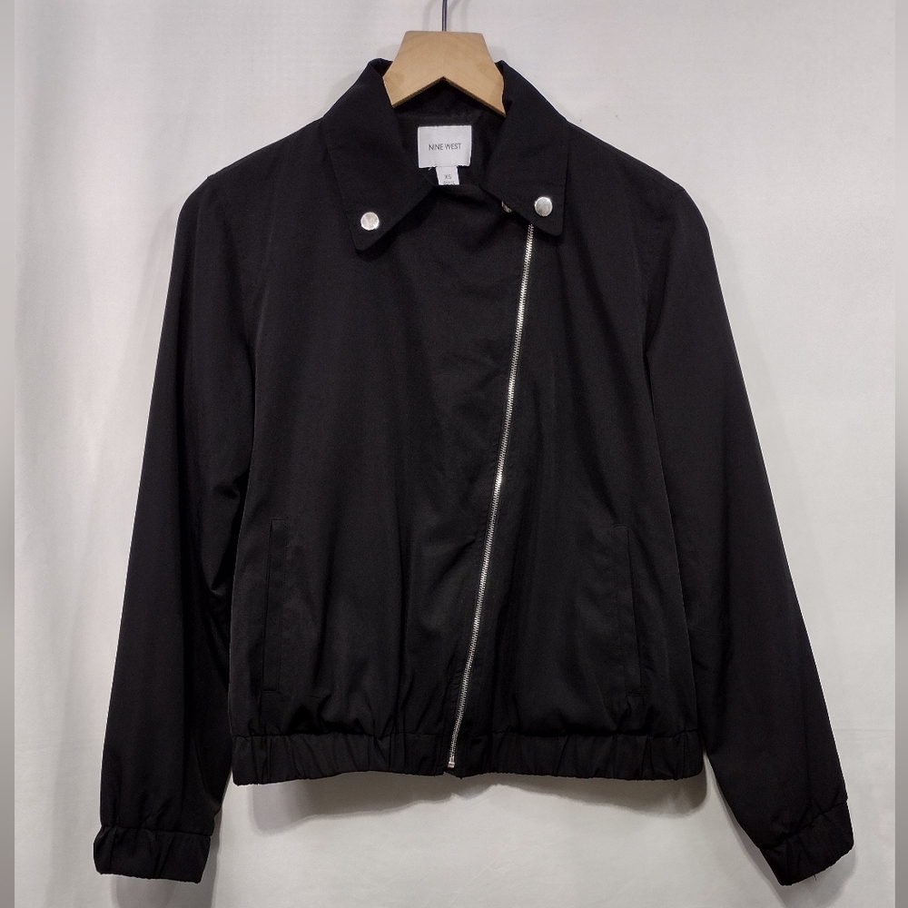 Nine West Motorcycle Style Jacket Womens XS Black Boho Retro Grunge Rockabilly - Picture 1 of 10